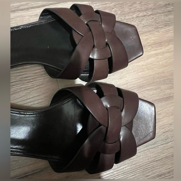 Saint Laurent Tribute Mules in Chocolate Brown - Picture 2 of 5